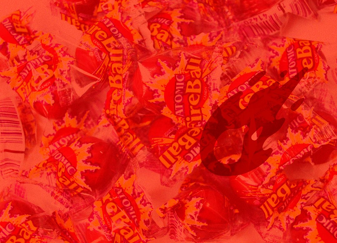 Atomic Fireball candies with the Fireball Industries flame mark