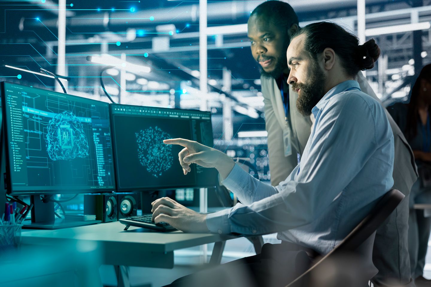 Engineer working with industrial automation data